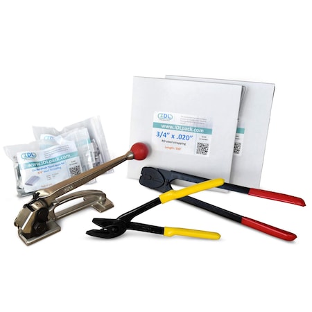 Idl Packaging 3/4" HD Steel Strapping Kit, 500 Ft. Tensioner/Sealer/Cutter P.SSK.34.500